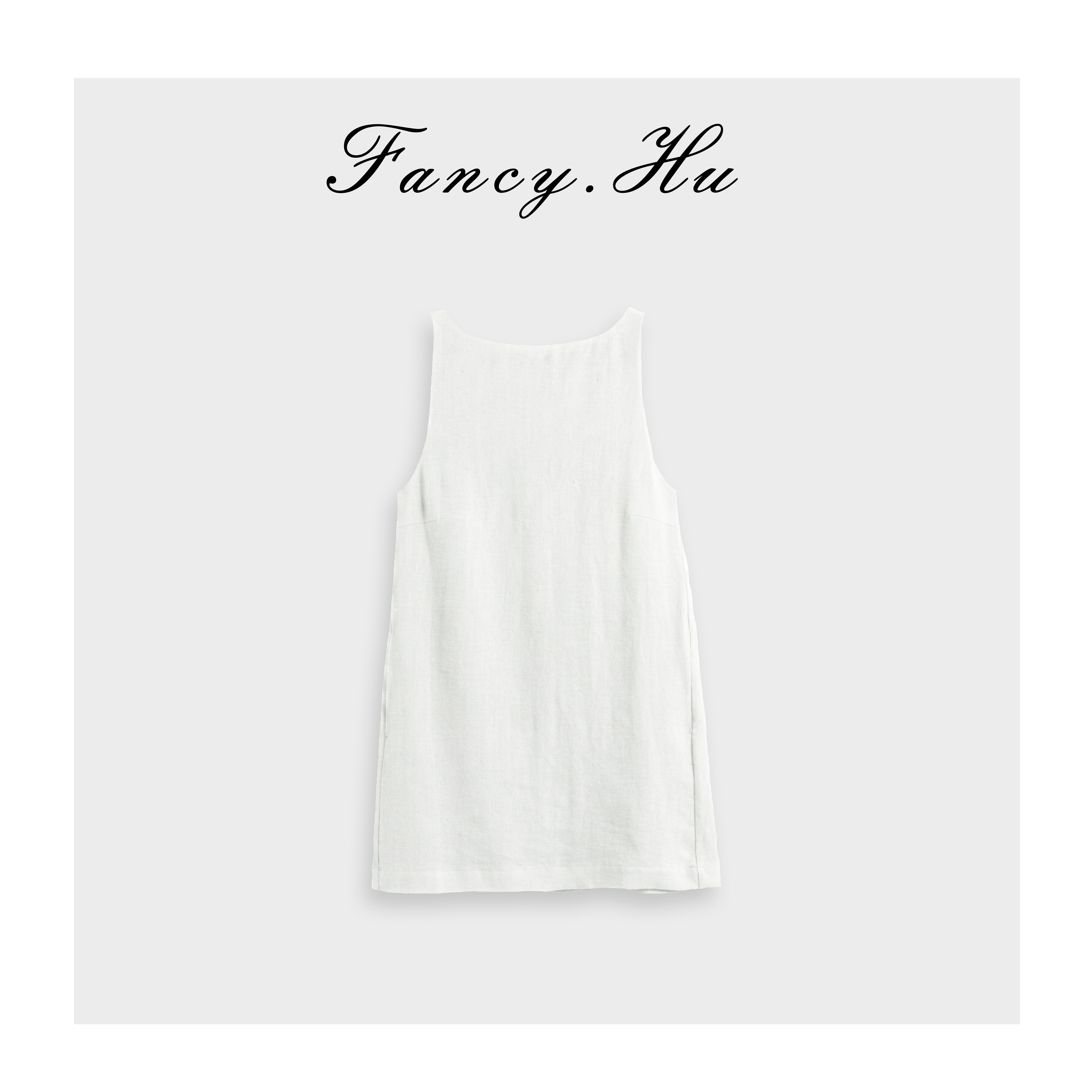 【Fancy.Hu】亚麻后背拉链无袖多色时尚休闲连衣裙 FG2605136