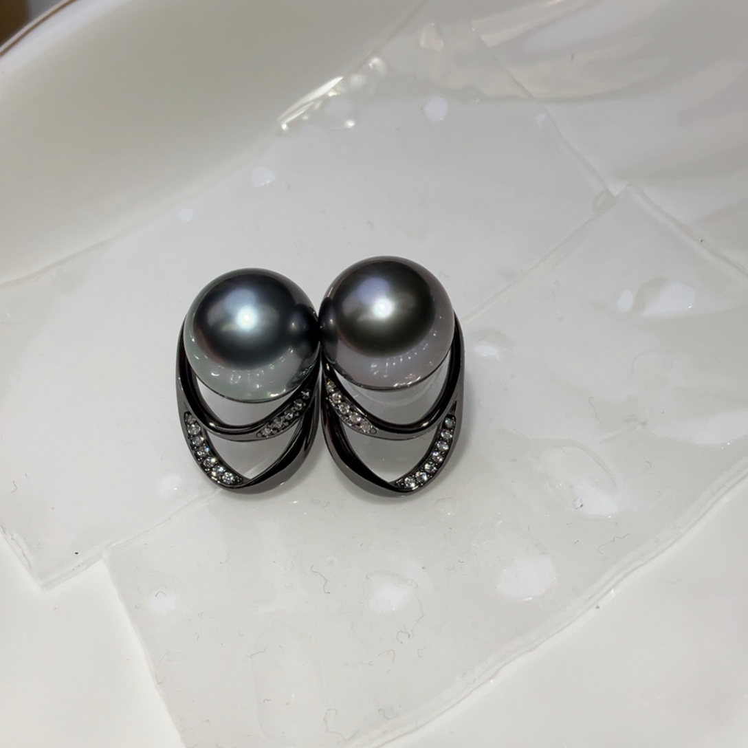 银S925镶嵌海水珍珠耳饰