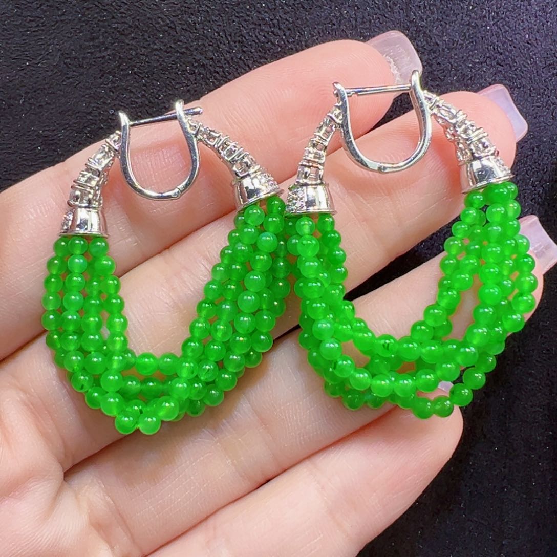 翡翠18K金镶嵌耳饰耳包