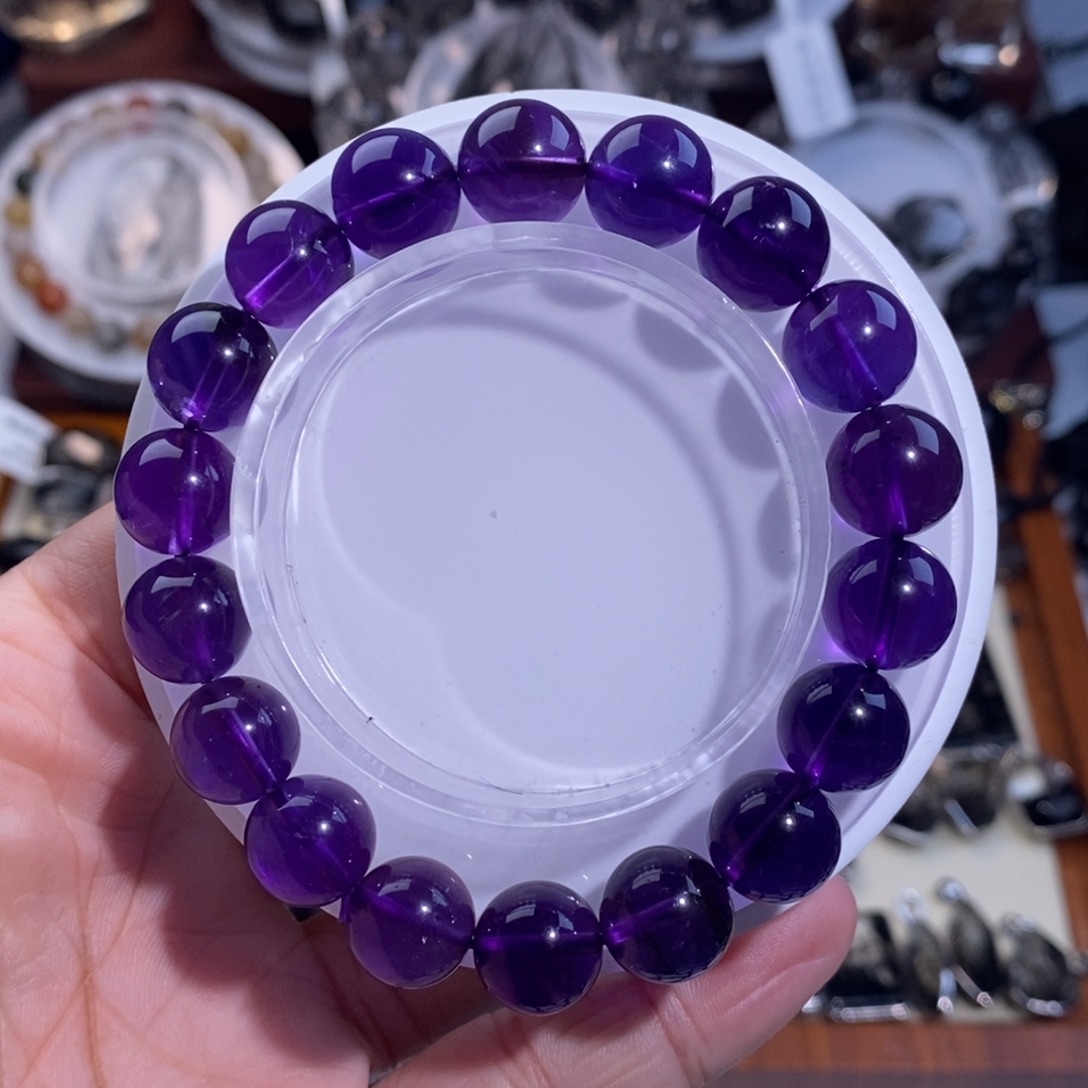 未镶嵌水晶手链乌拉圭紫水晶毕业级11mm