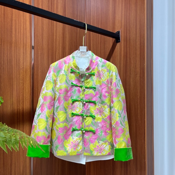 佳.人【百花争艳】惊艳亮色显年轻新中式秋冬棉服外套上衣