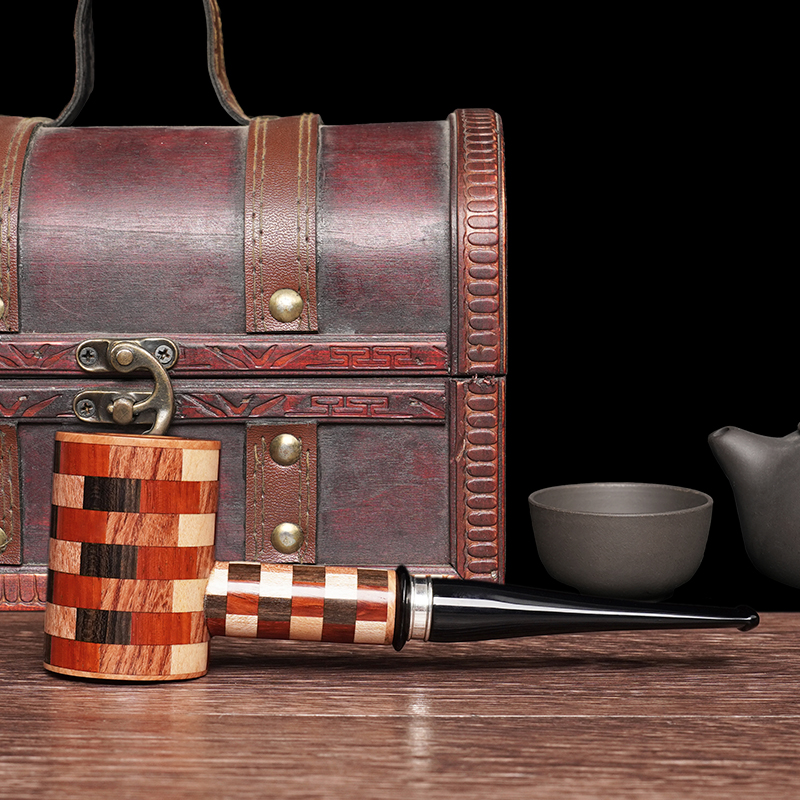 OLD FOX/老狐狸木香进口石楠木烟斗手工拼花实木锤子斗传统烟斗
