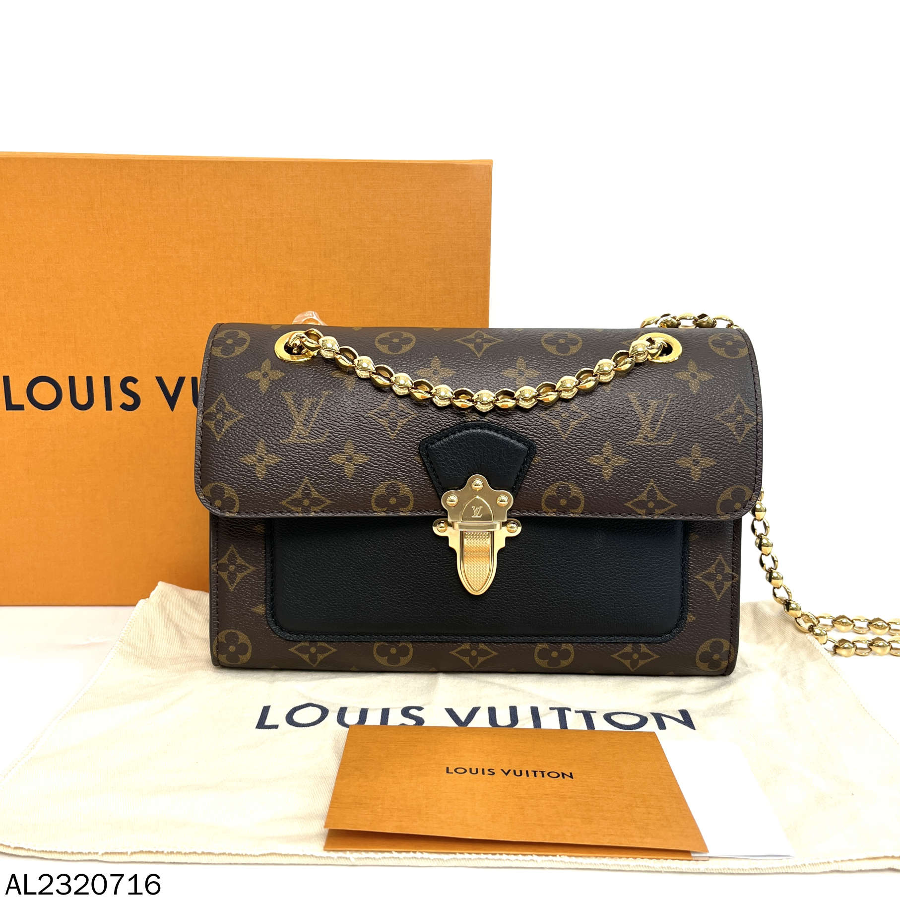 99新 LouisVuitton/路易威登 维多利亚拼黑单肩包/AL2320716