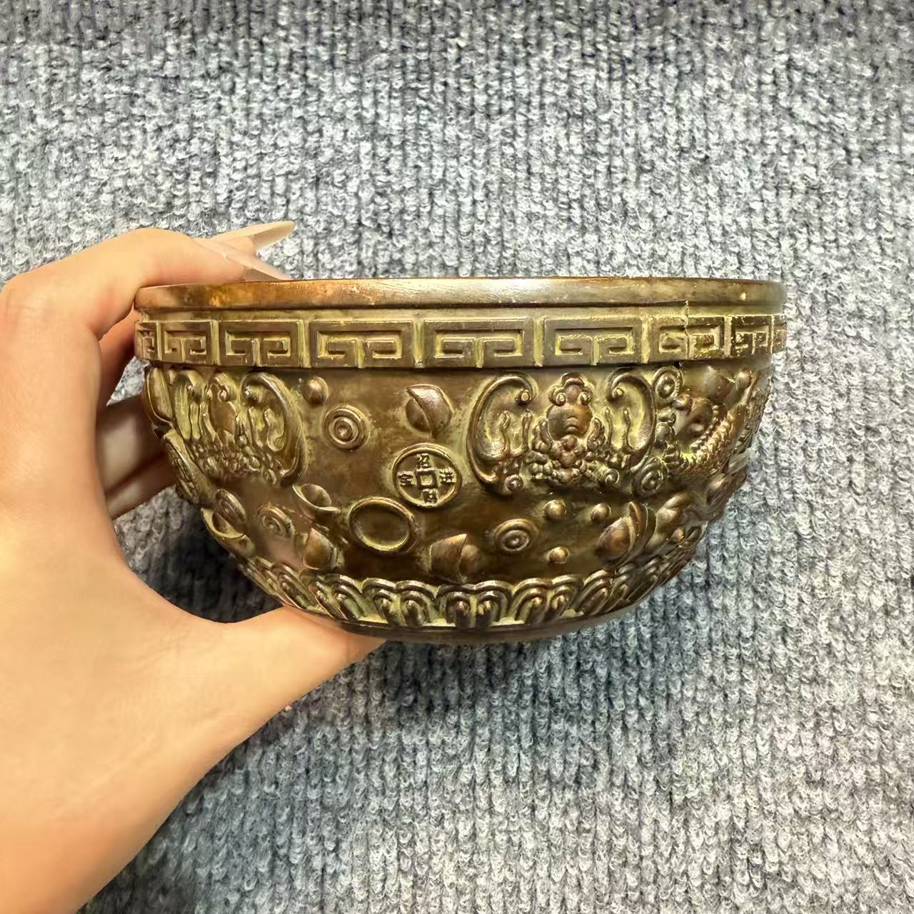 铜聚米盆家居玄关摆件