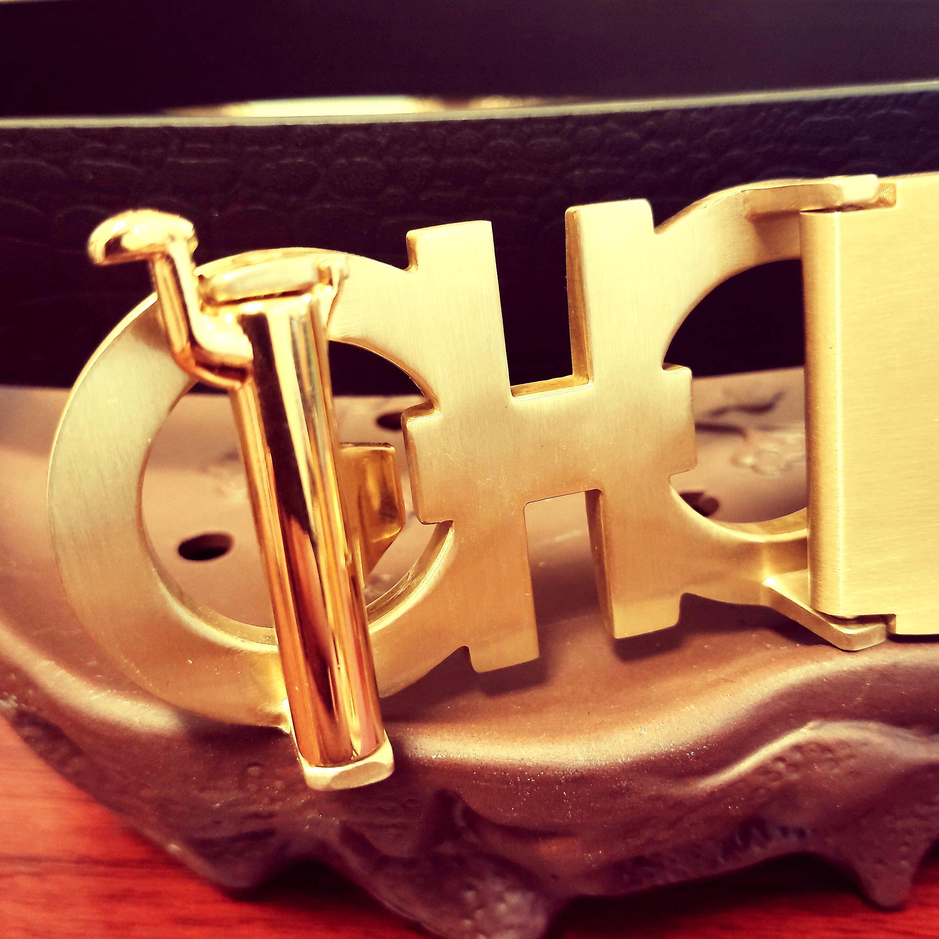 【品正定制】发88自动扣套装头层牛皮黄铜扣百搭男士腰带真皮