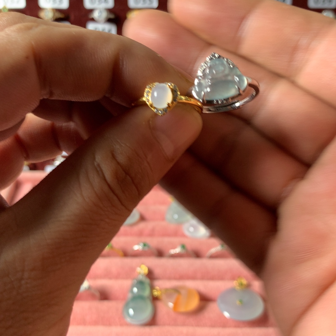 正***月翡翠银S925镶嵌戒指677