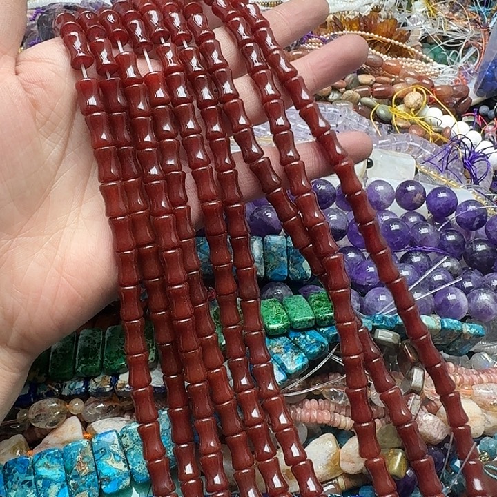 玛瑙/玉髓未镶嵌珠宝半成品一条8x12m红玛瑙