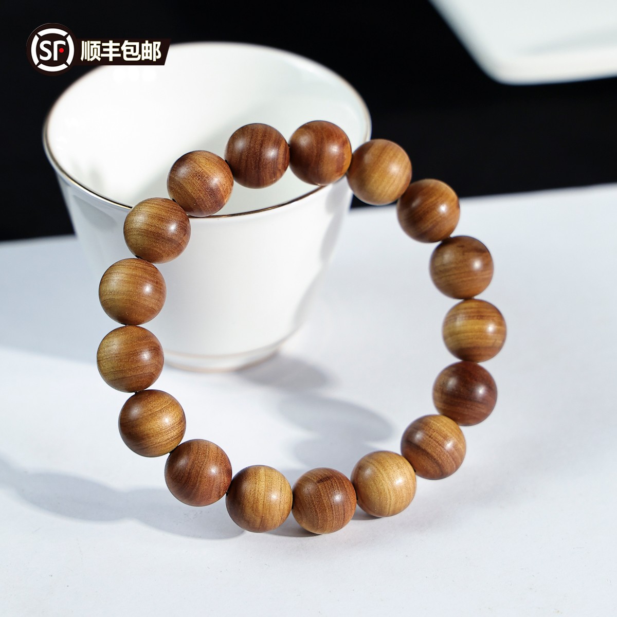 印度迈索尔老山檀黑肉横纹10mm手串 ST24