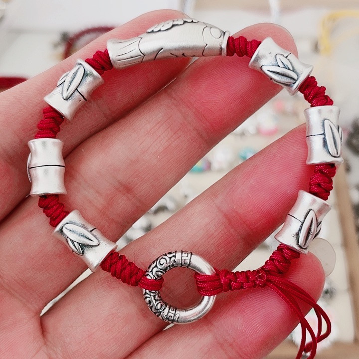 珐琅吊坠足银个竹鱼