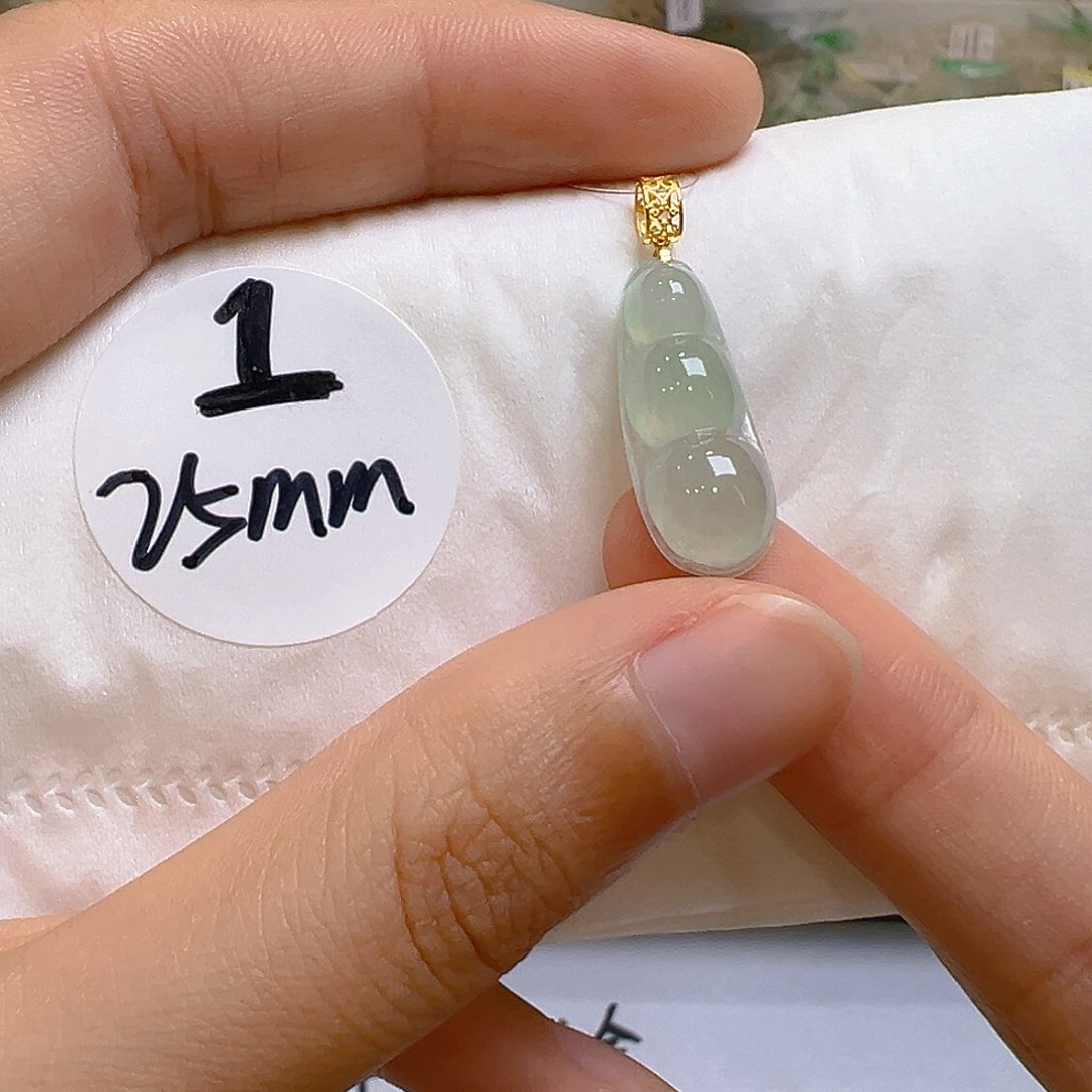 翡翠18K金镶嵌吊坠(不含链)我