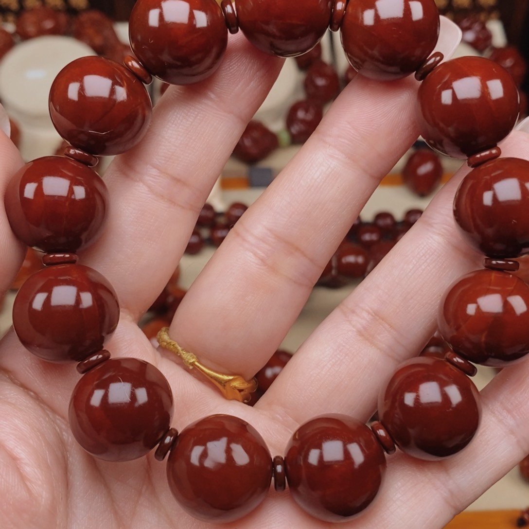 橄榄核吊坠老*正圆光珠