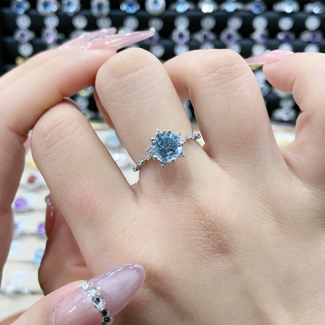 托帕石戒指银S925镶嵌戒指