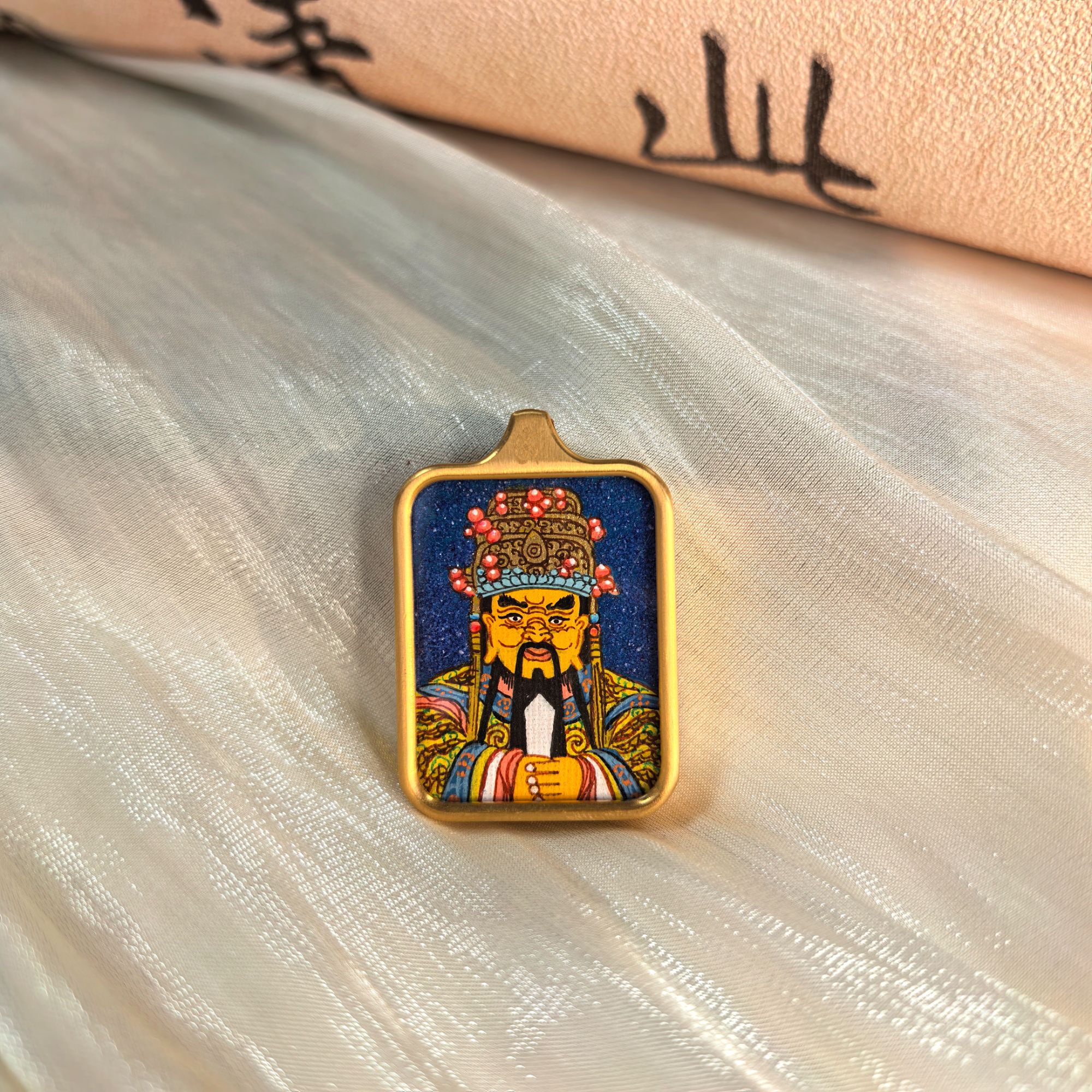 纯手绘五爷粗矿砂唐卡吊坠配饰