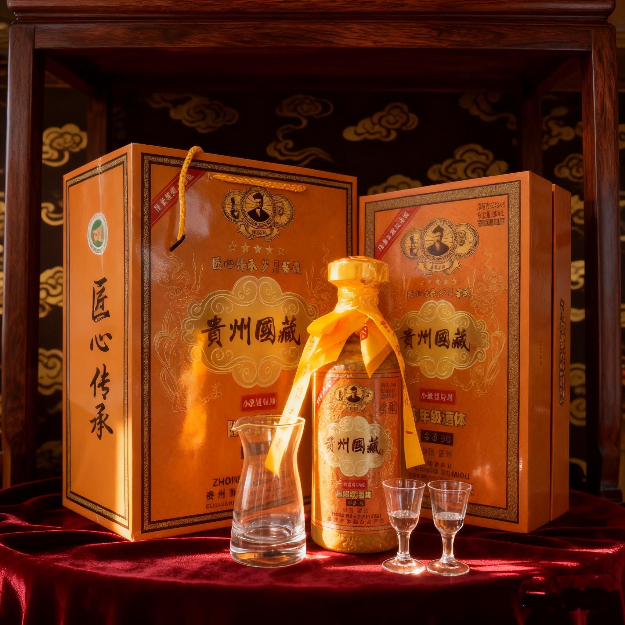 锐君贵州国藏酒 53度酱香型白酒500ml*瓶 带证书+酒具