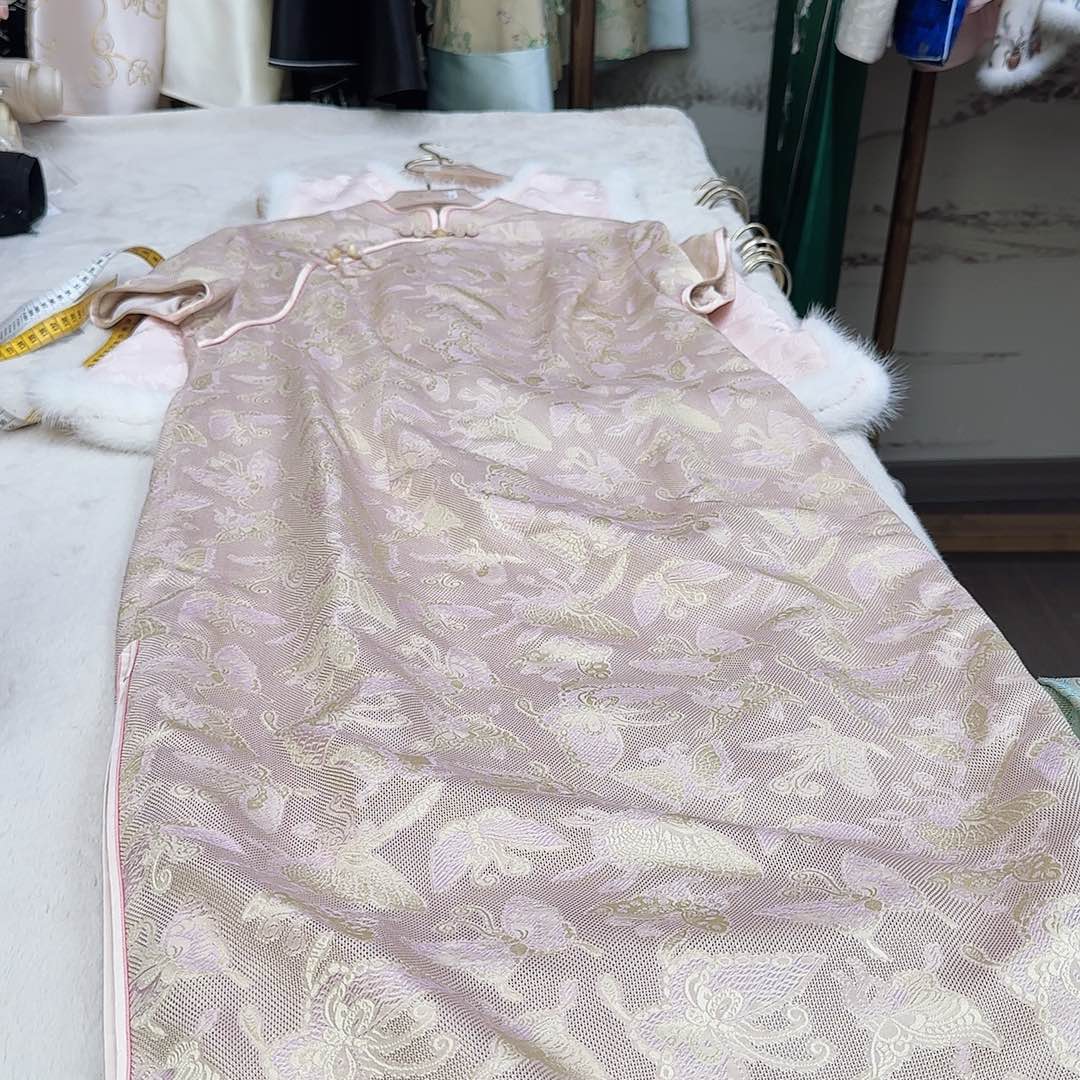 刺绣长***雨苏州真丝衣服