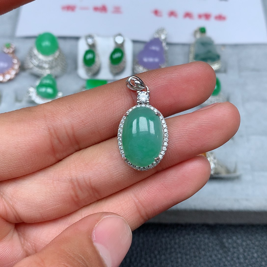 翡翠银S925镶嵌戒指120号