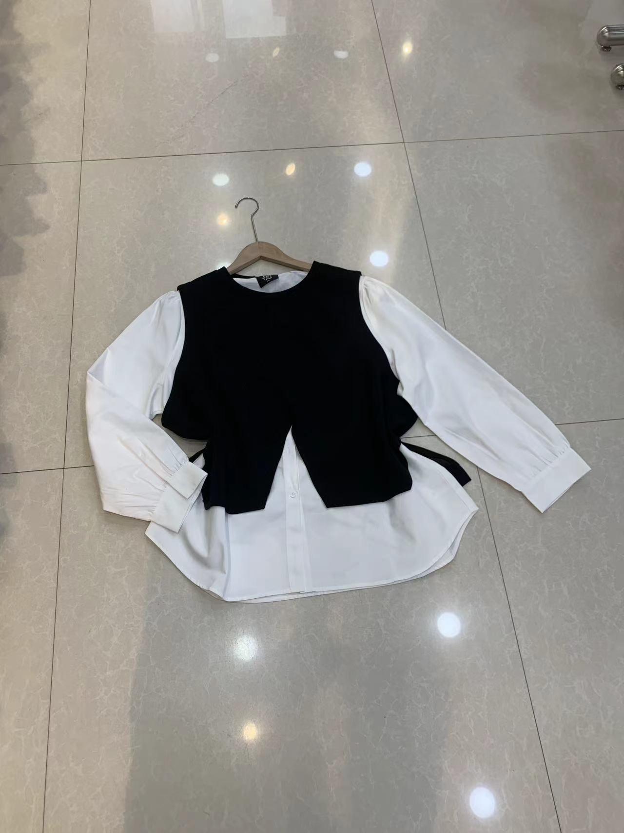 二姐家004宜5881时尚百搭假两件衬衫