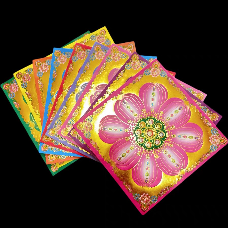 传统手工烫金莲花灯折纸用品