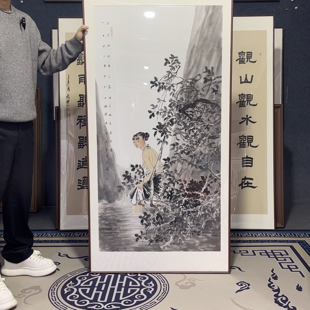 国画手绘画作品带框80/160