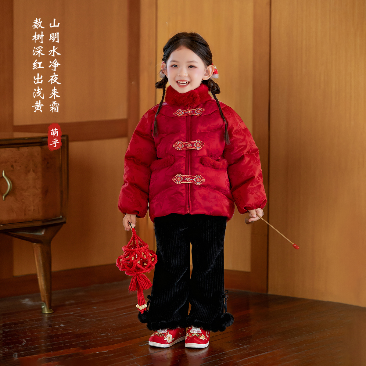 【雪绒花】女童新中式唐装棉服儿童高级喜庆拜年衣服外套过年新年装