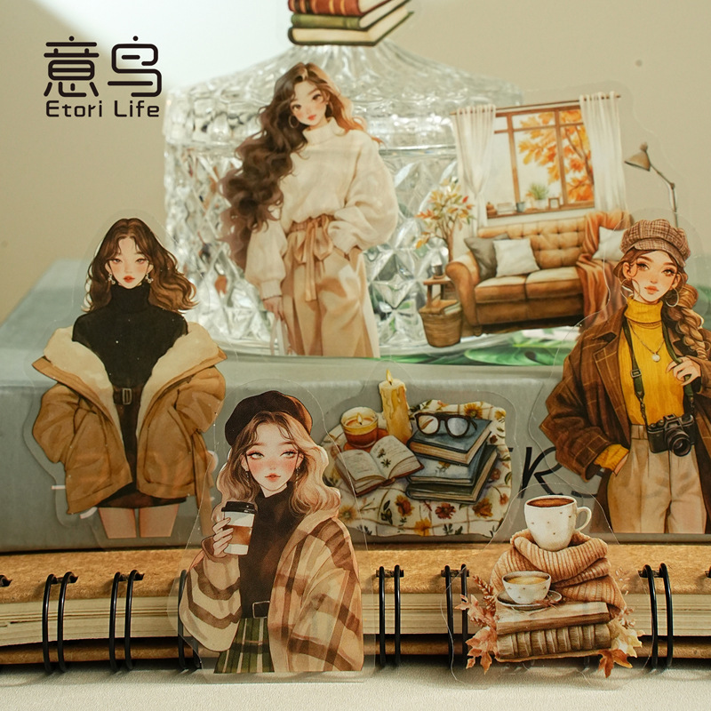 意鸟etori贴纸包PET 冬季浪漫系列少女主题手帐装饰素材40张入6款