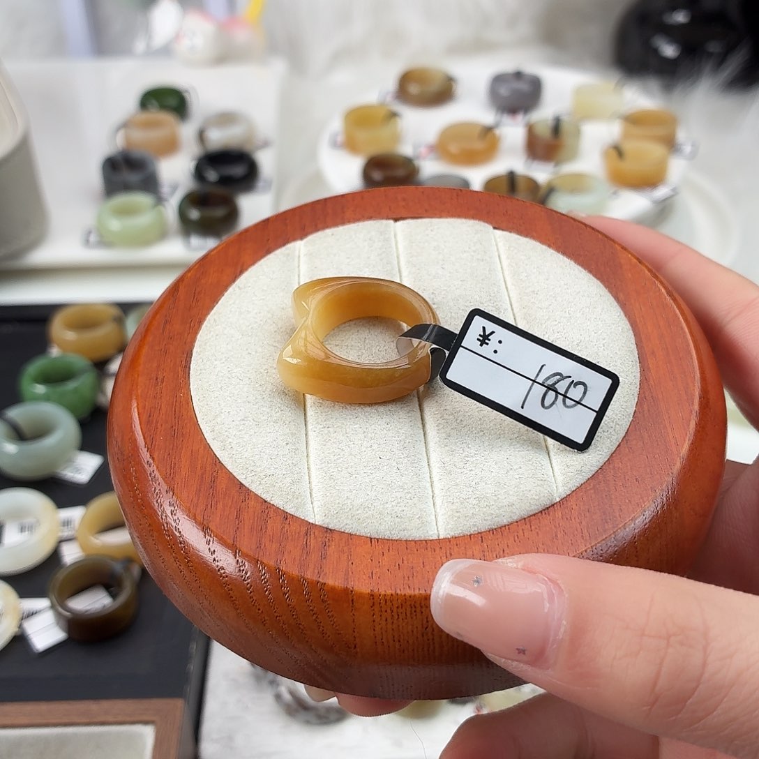 和田玉未镶嵌戒指Q12糖猫耳内径17.3