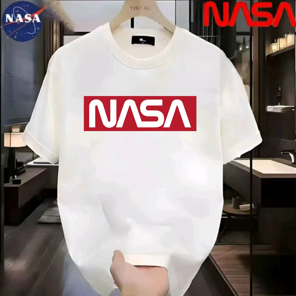 NASA联名纯棉夏季圆领短袖T恤微宽松时尚男女同款休闲百搭70