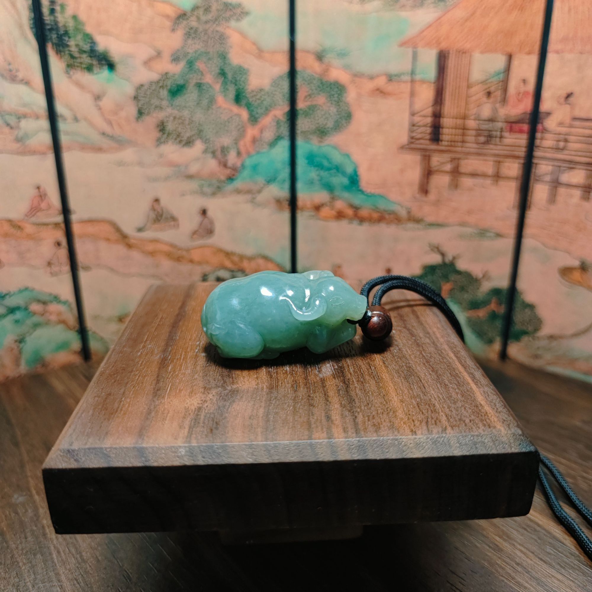 B和田玉牛气冲天吊坠0592