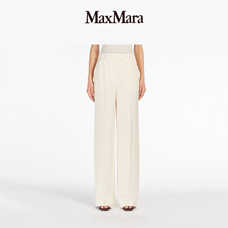 MaxMara 2025春夏新品女装高腰亚麻长裤6131035206