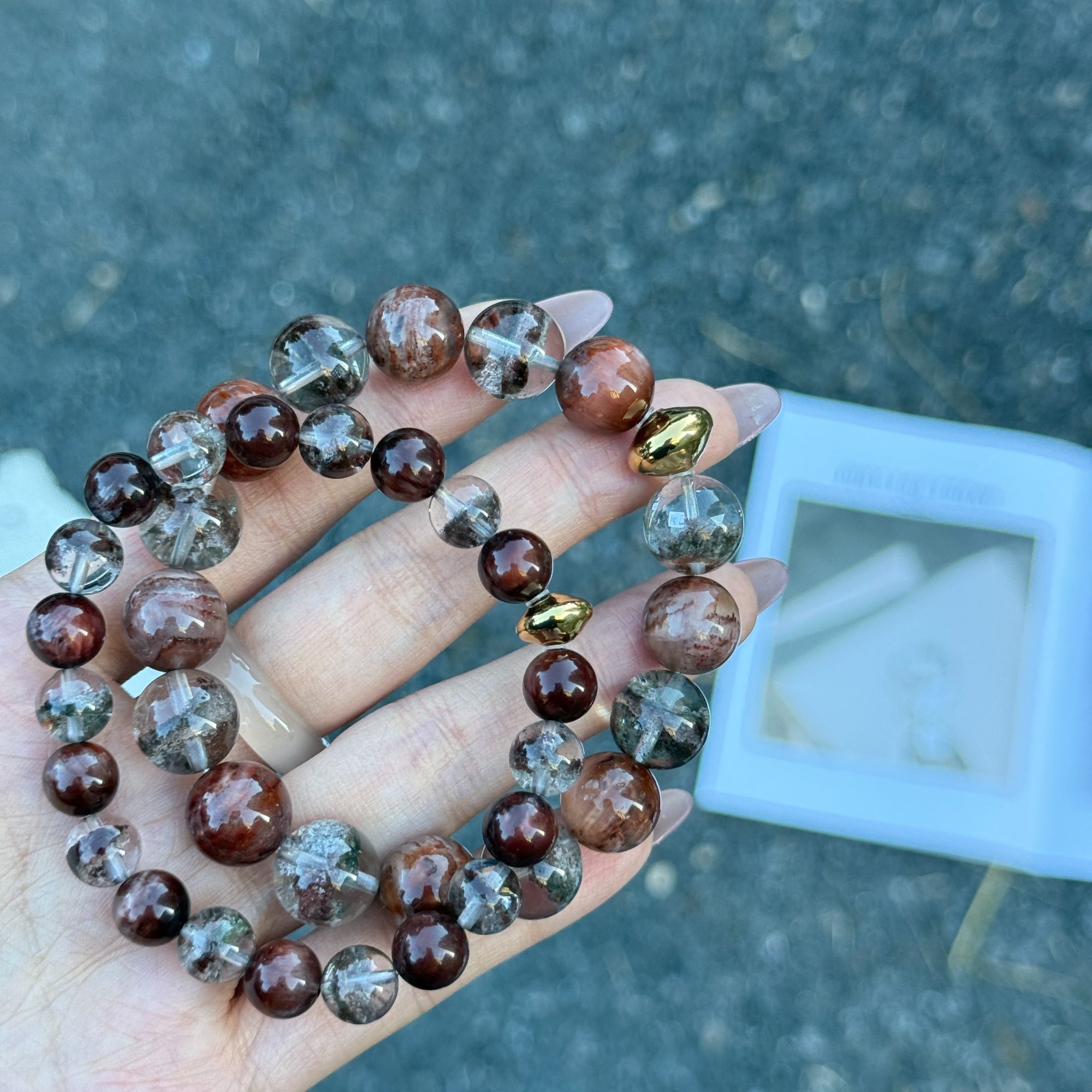 BEREAL彼悦 ·【山林枫叶】红兔毛&四季幽灵水晶手串——多样性发其一