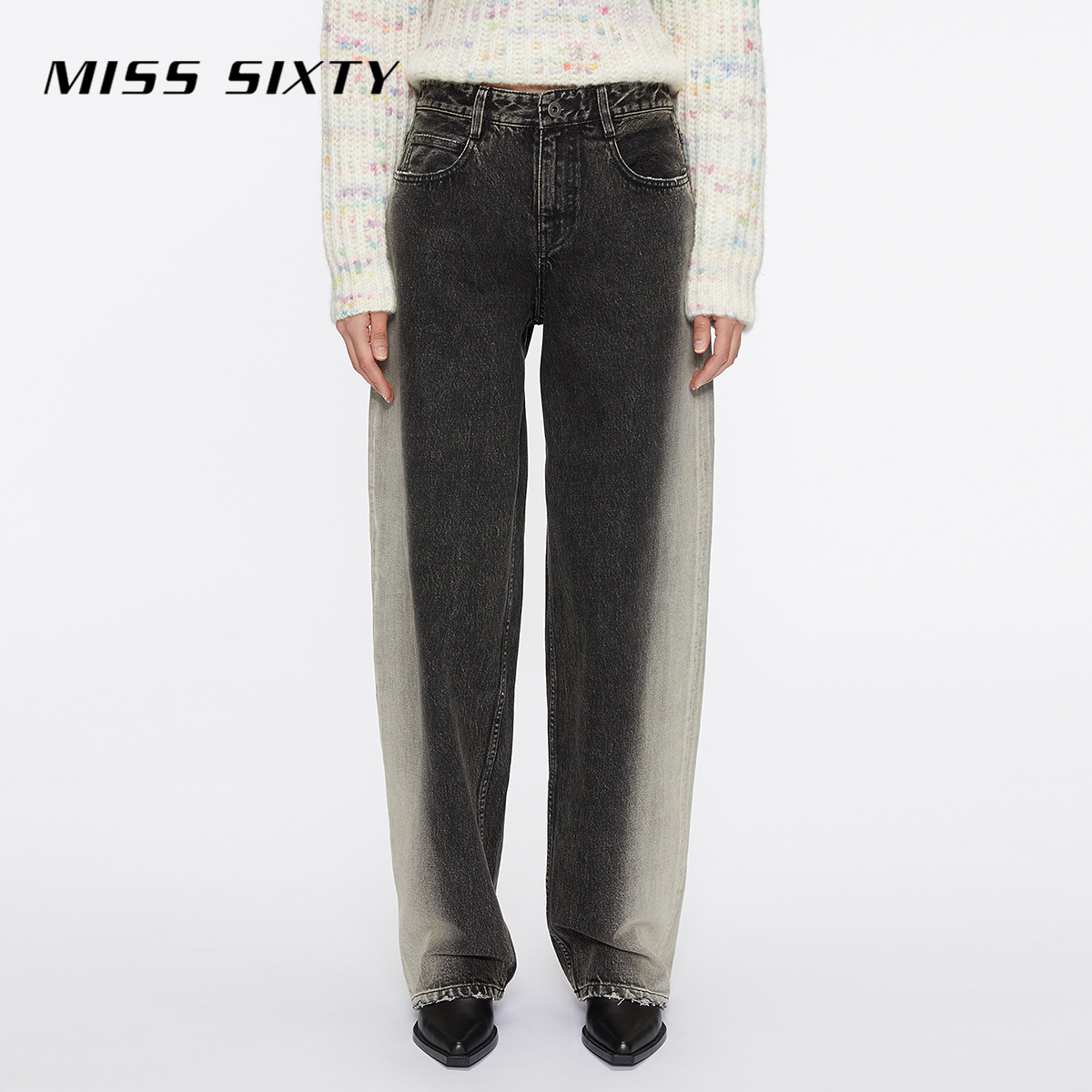 Miss Sixty牛仔裤女低腰直筒裤复古渐变色百搭休闲风