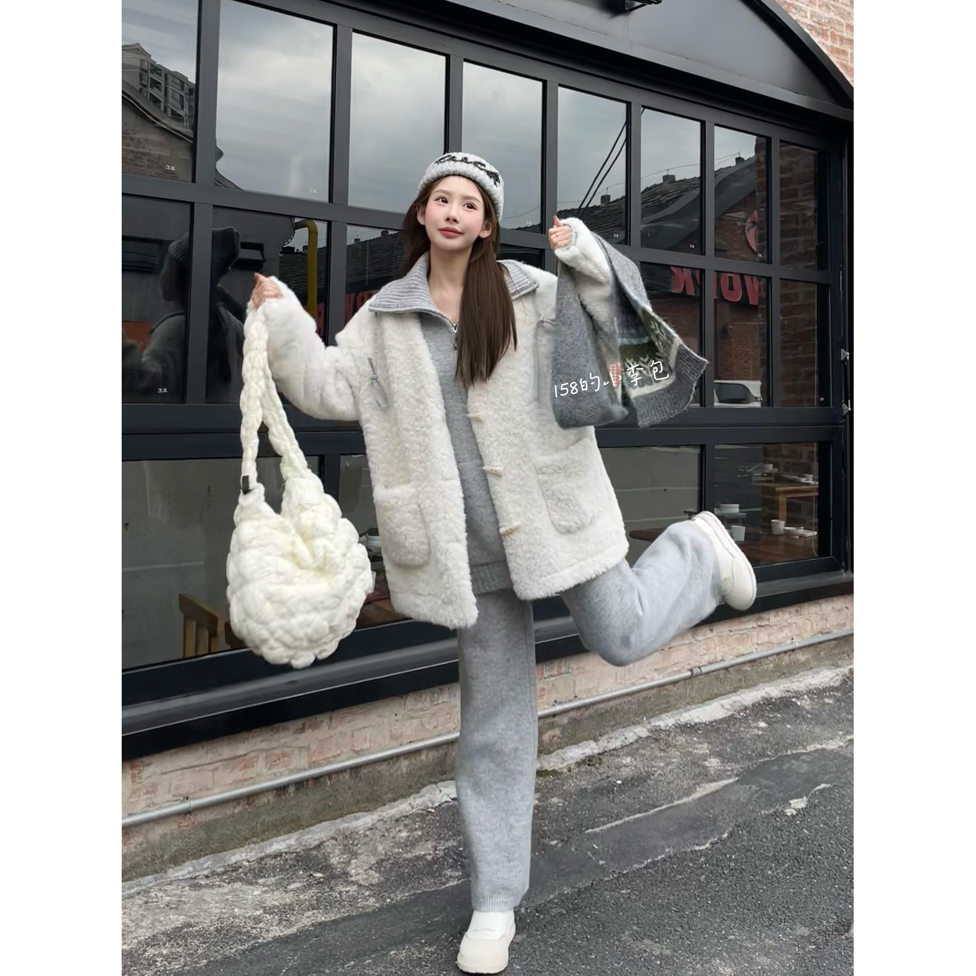 LIRUI【暖洋洋】加厚加绒保暖毛毛外套秋冬韩系休闲百搭棉袄