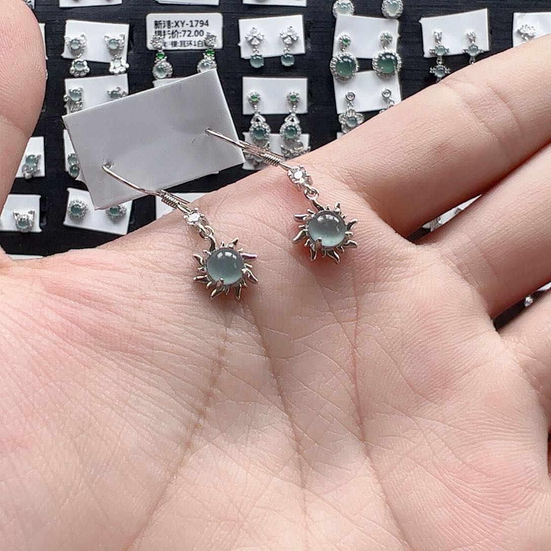 翡翠手链银S925镶嵌天然翡翠A货