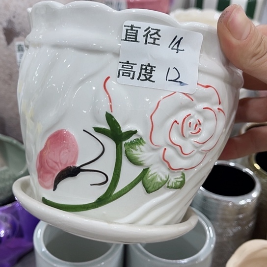 多肉绿植陶瓷花盆9.9包邮，有孔