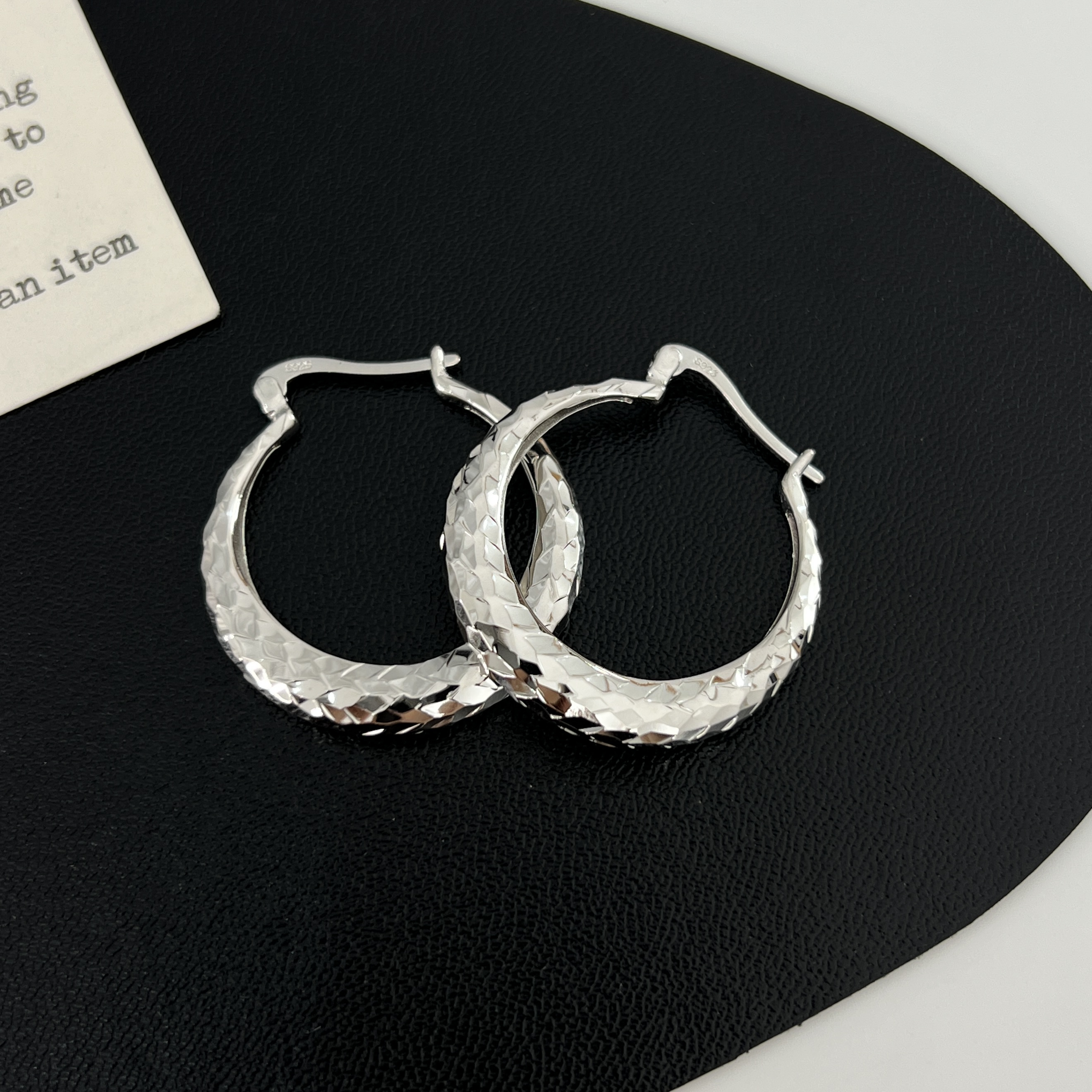 925银耳饰 《车花圈圈》轻奢简约ins小众设计感碎冰冰银耳圈