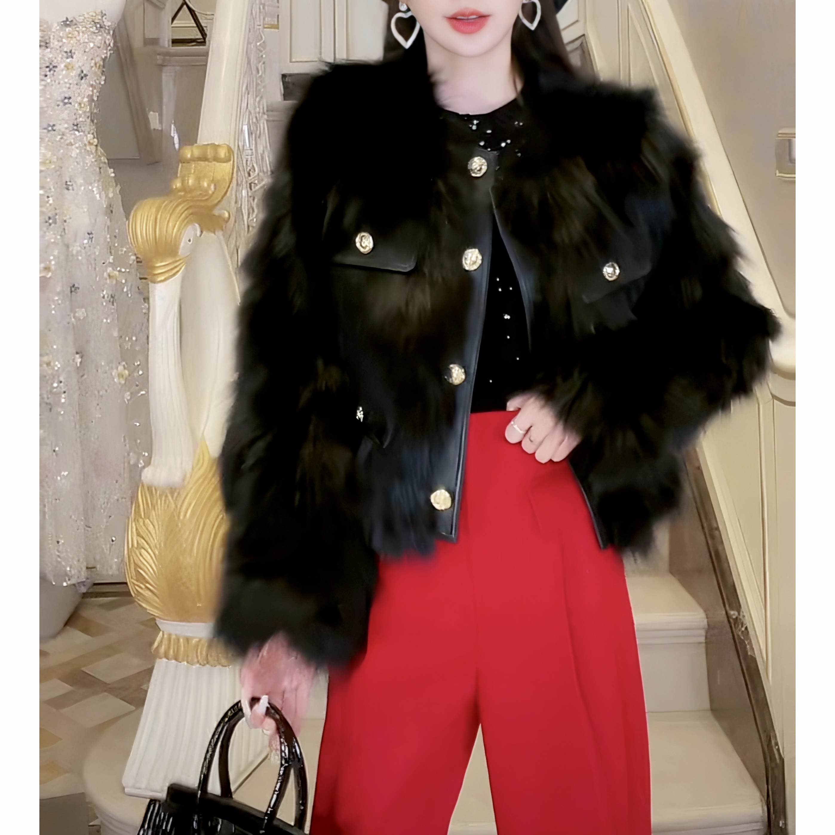 WEIFANSHU/魏凡舒【韩范出圈】狐狸毛外套