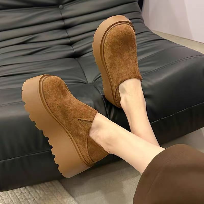 秋季新款一脚蹬松糕底两穿时尚百搭复古女鞋休闲平底圆头单鞋