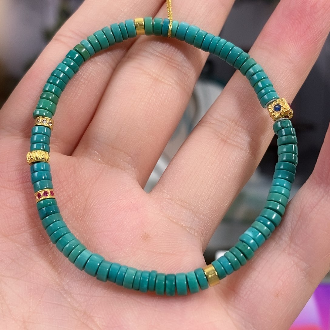 绿松石18K金镶嵌珠宝奇石