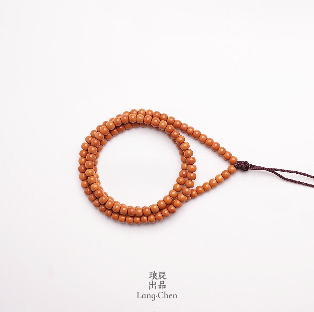 【FY高赛】5.5mm 全无白极限胡老型橄榄核老挝核尖108脖挂 琅辰出品