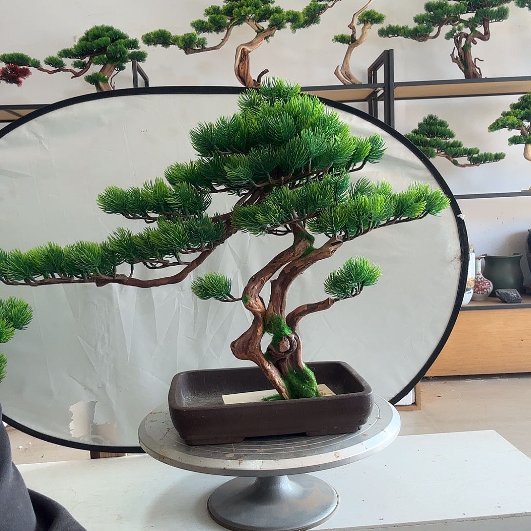 仿真迎客松盆景摆件