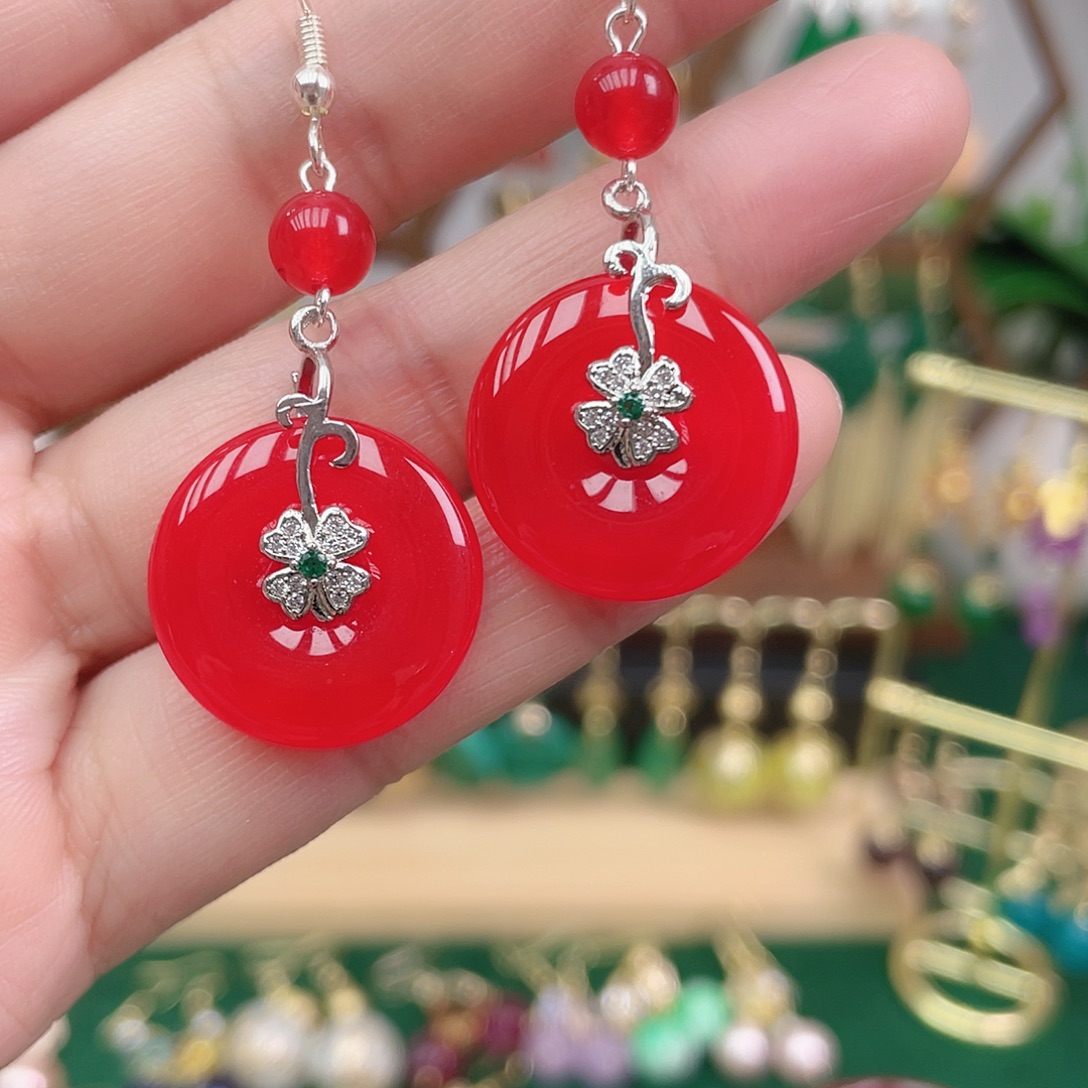 玛瑙/玉髓合金耳饰