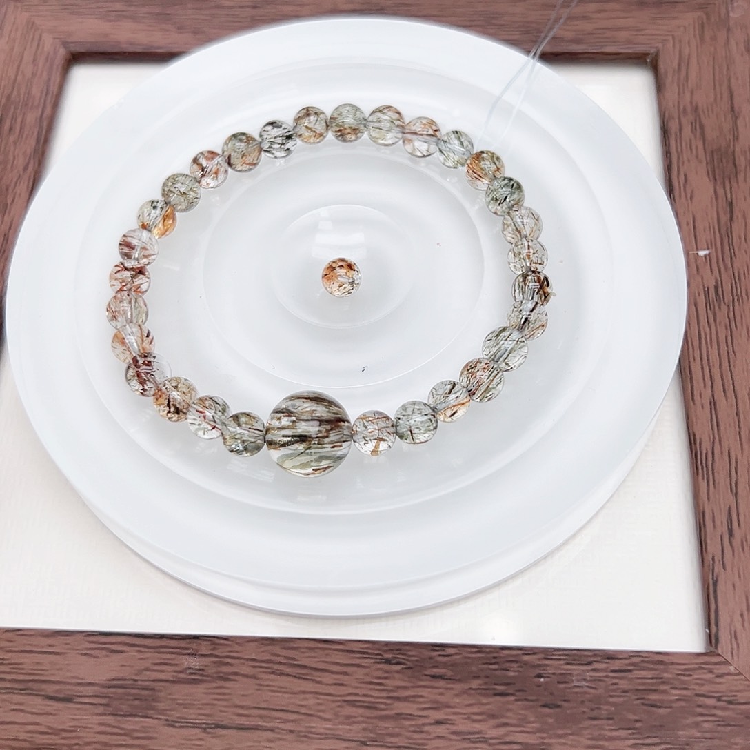 水晶手链未镶嵌k*黑金超6mm