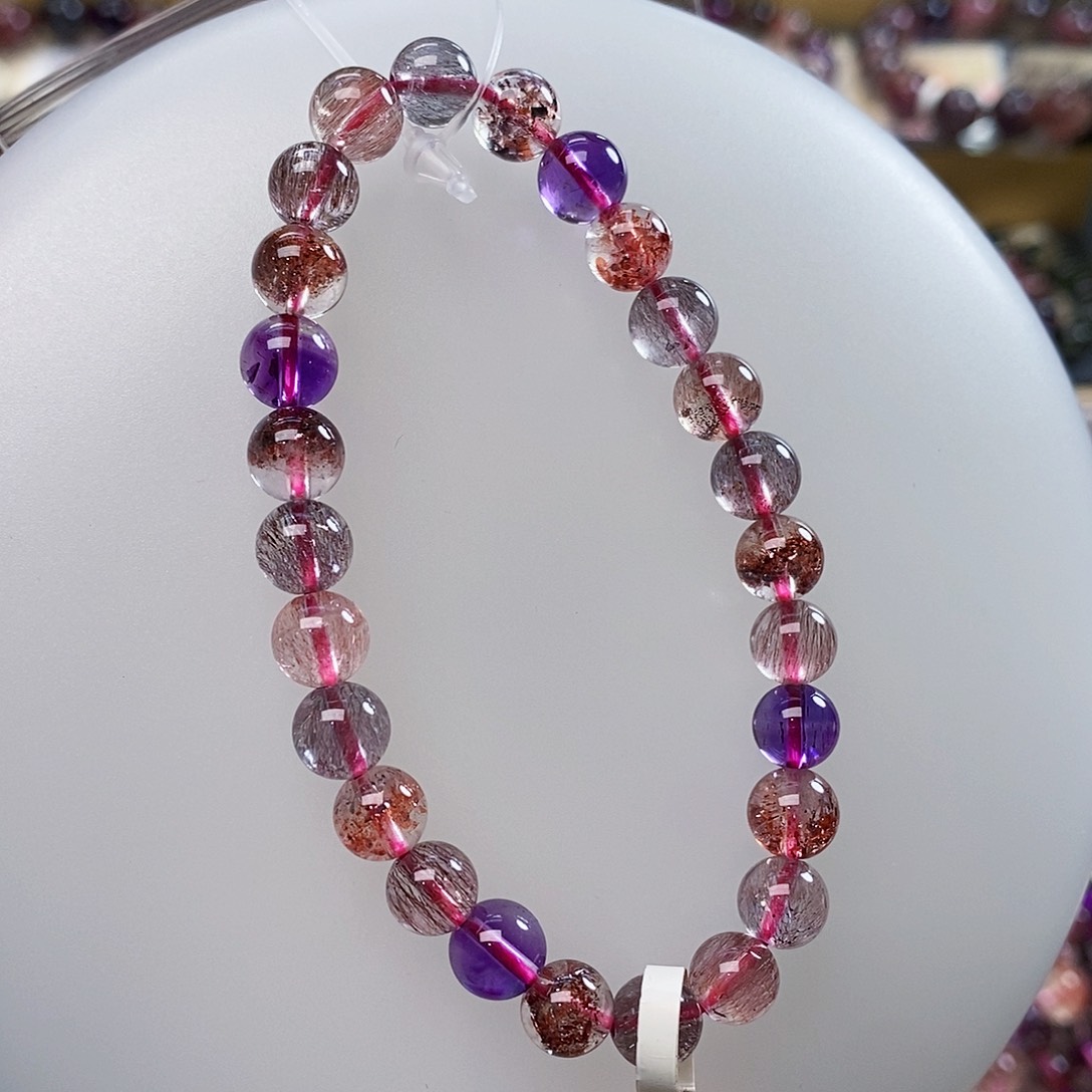 未镶嵌手链水晶7.6超七金草莓多透G909