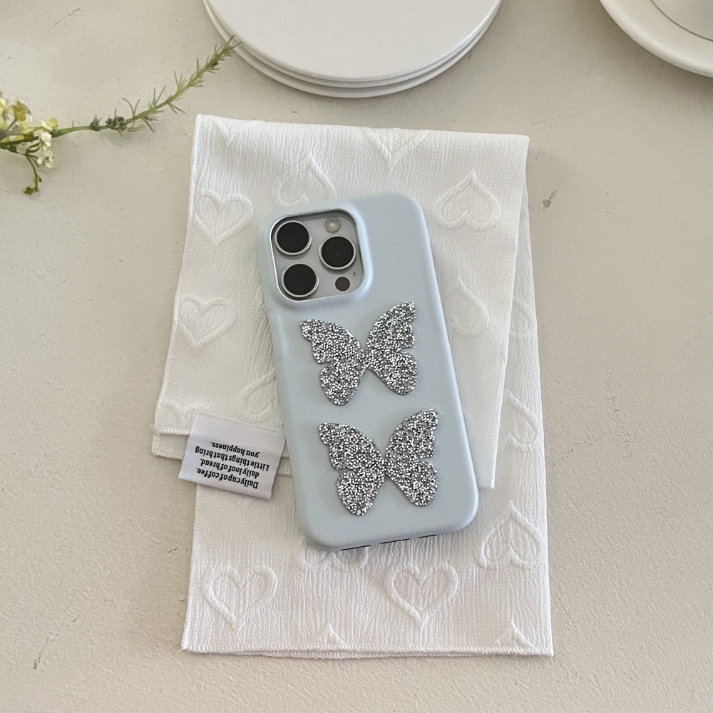 皮质蝴蝶简约手机壳适用苹果16PRO/15PROMAX小众全包iPhone14/13