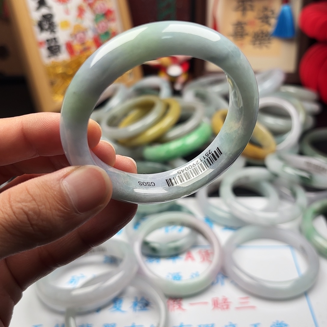 翡翠未镶嵌手镯5455x3 16