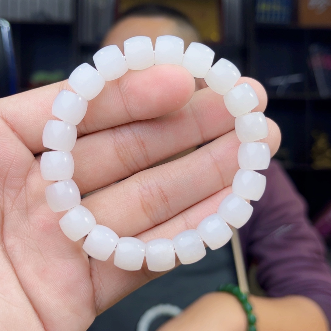 和田玉未镶嵌手串天然和田玉新疆黑山山流水卡10直切