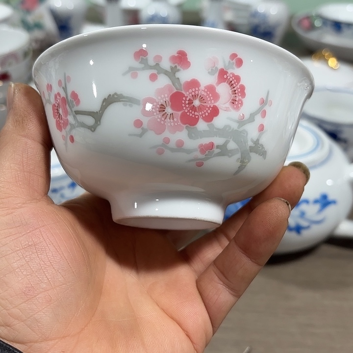 陶米饭碗，米饭碗12公分，手绘梅花