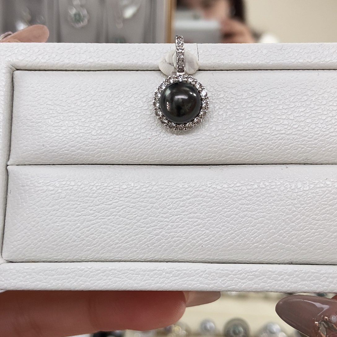 海水珍珠颈饰银S925镶嵌大溪地太阳花吊坠