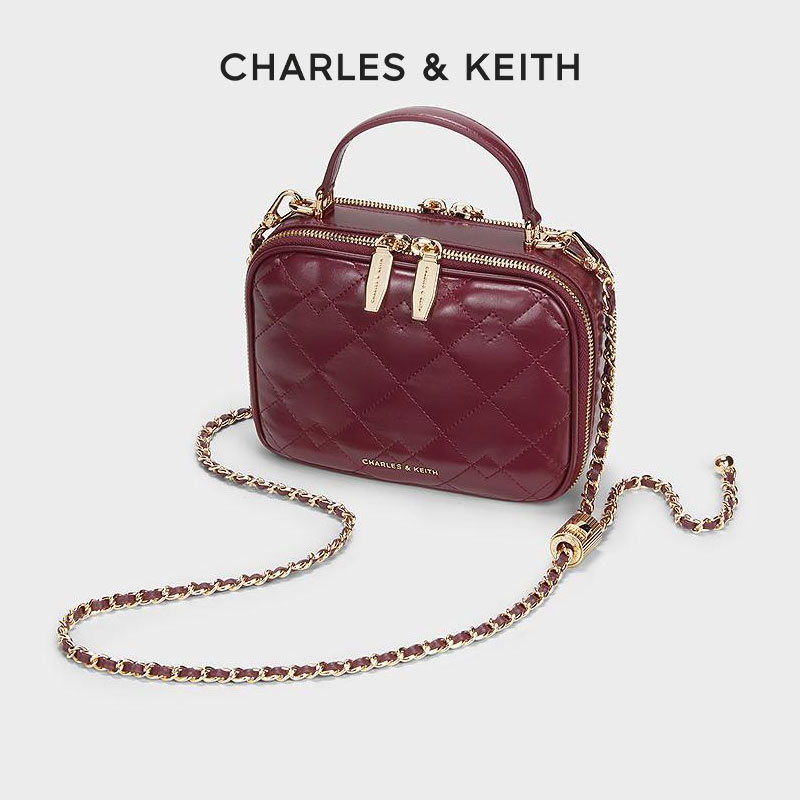 CHARLES & KEITH【会员专享】千金风菱格手提斜挎盒子包女80671707