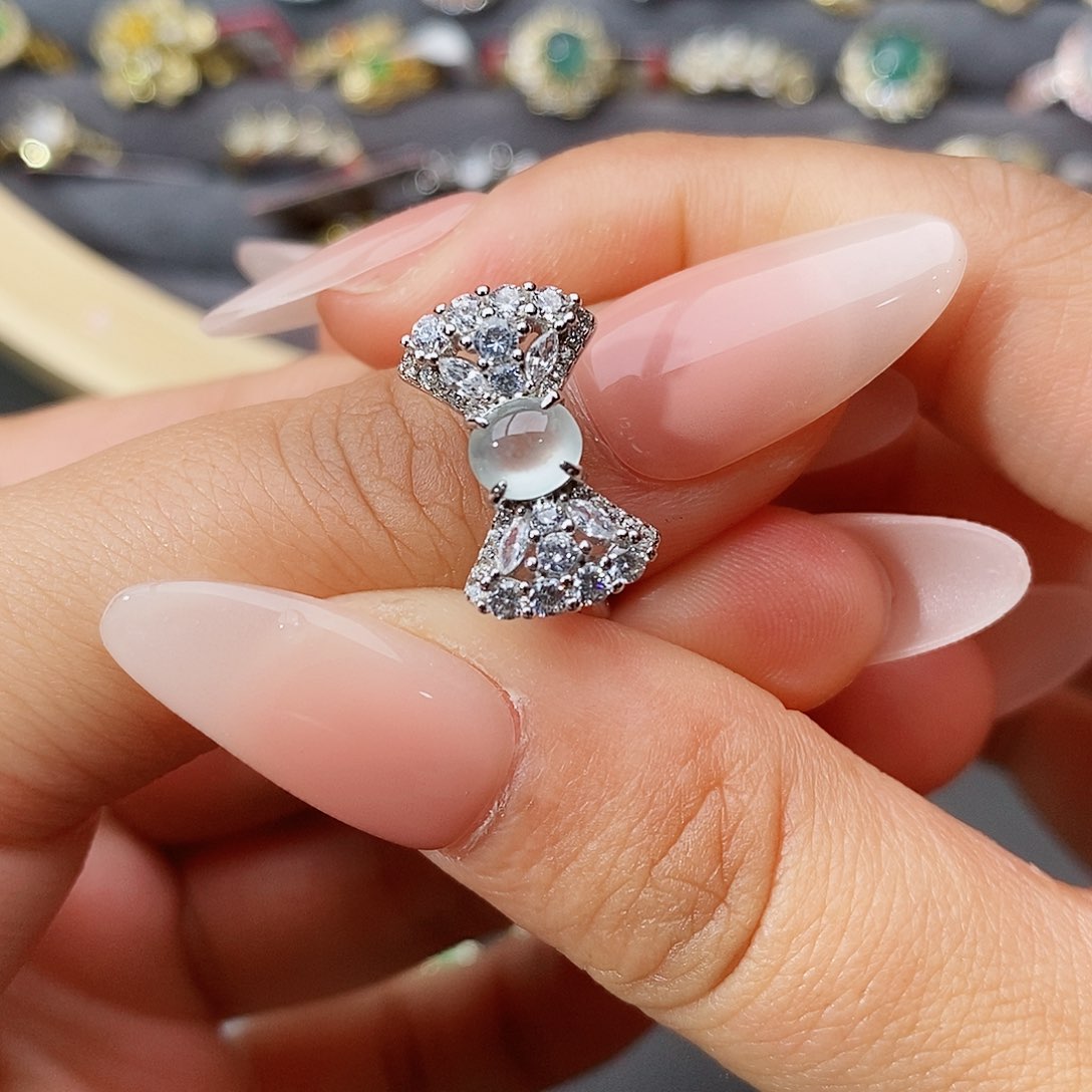 翡翠戒指银S925镶嵌橘*111111